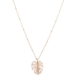 White Resin Palm Leaf Necklace