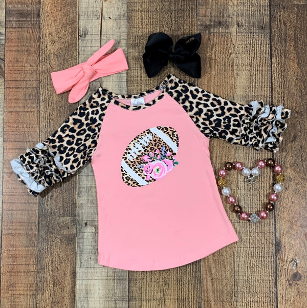 Leopard & Pink Football Ruffle Shirt