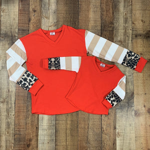 Mom & Me Orange Leopard Waffle Shirt (sold separately)