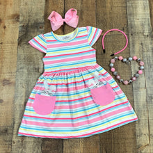 Pastel Striped Bunny Pocket Dress