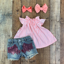 Pink Striped Sequin Shorts Outfit