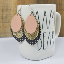 Triple Layer Pink, Gold & Black Dot Earrings