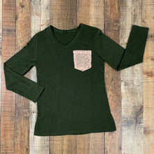 Women's Sparkle Pocket Long Sleeve Shirt Evergreen