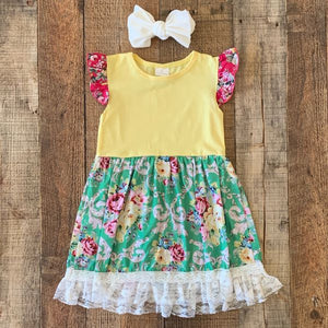 Mint & Yellow Floral Dress