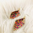 Colorful Seed Bead Pleat Drop Earrings